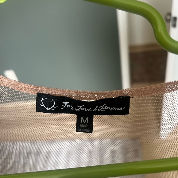 For Love And Lemons Long Sleeve Sheer Lace Dress in Pink and White - Picture 2 of 2